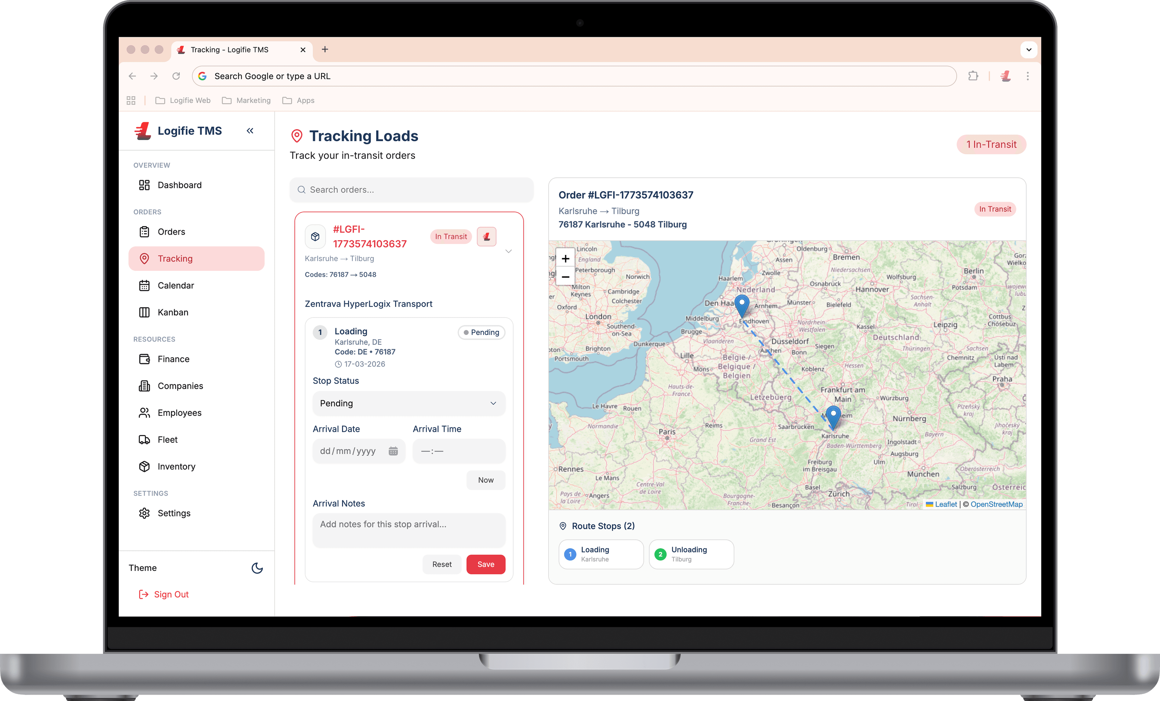 TMS live tracking