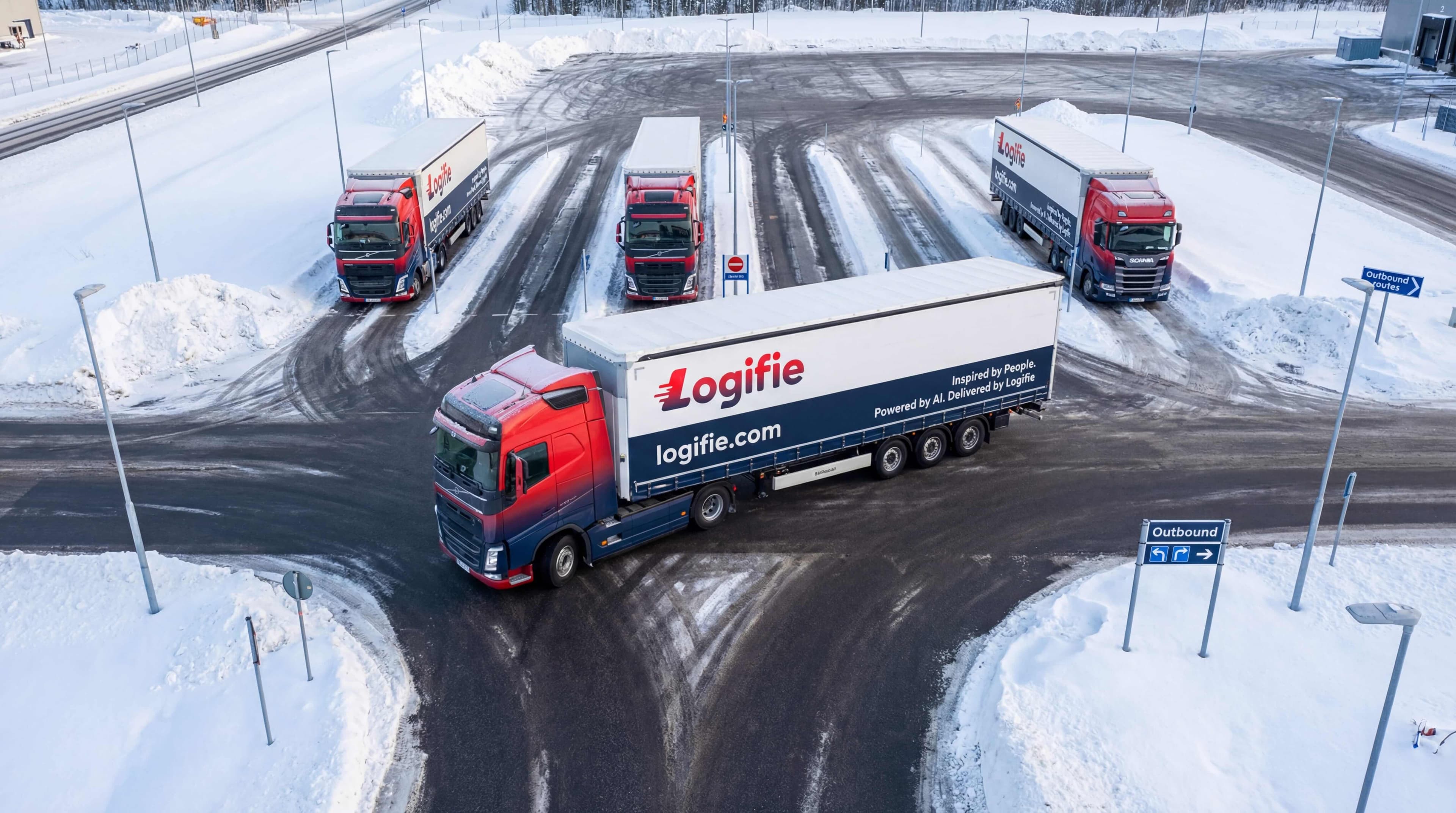 European freight fleet on highway