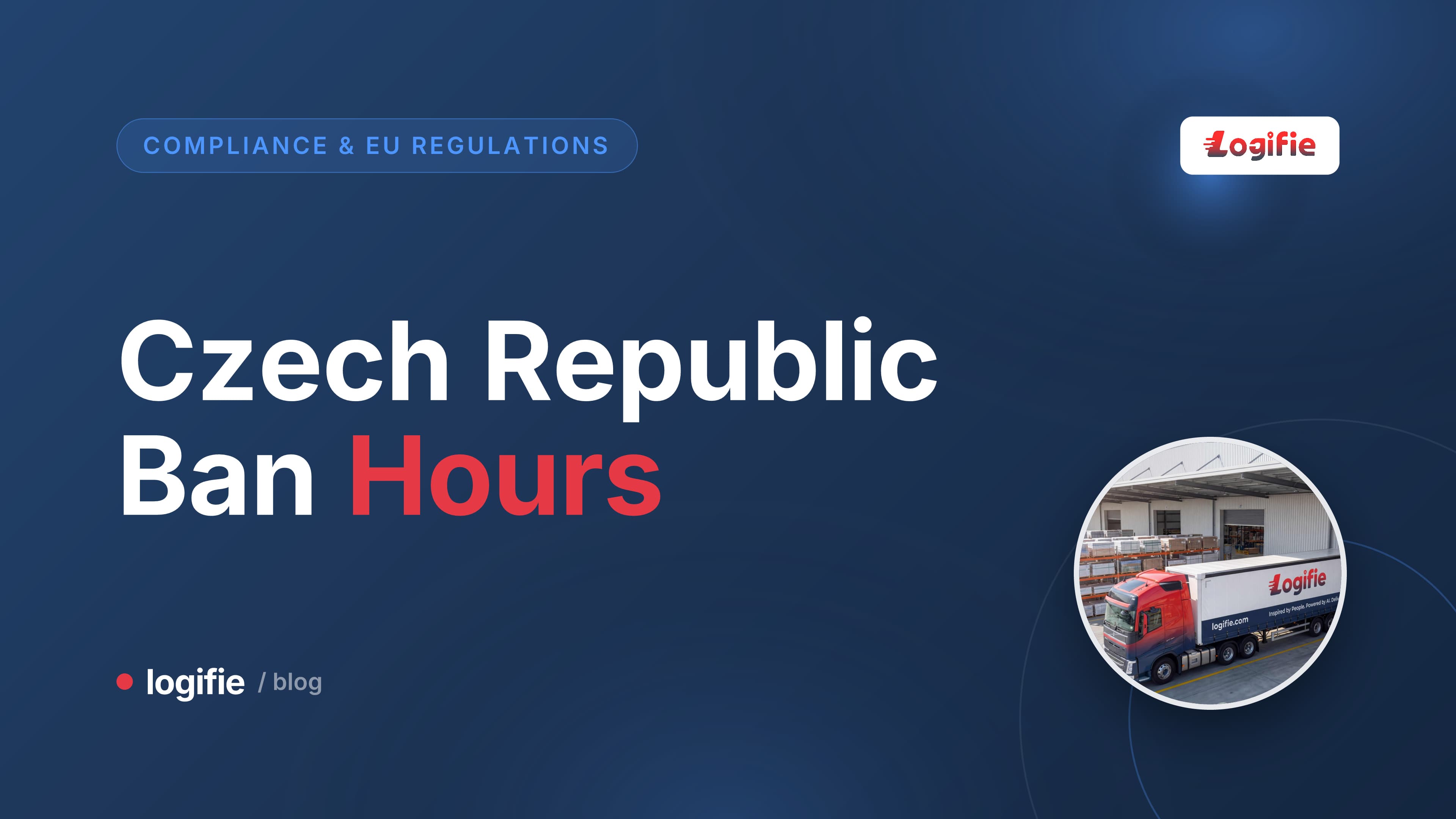 Map and clock icons illustrating Czech Republic truck driving ban times and rules for 2026