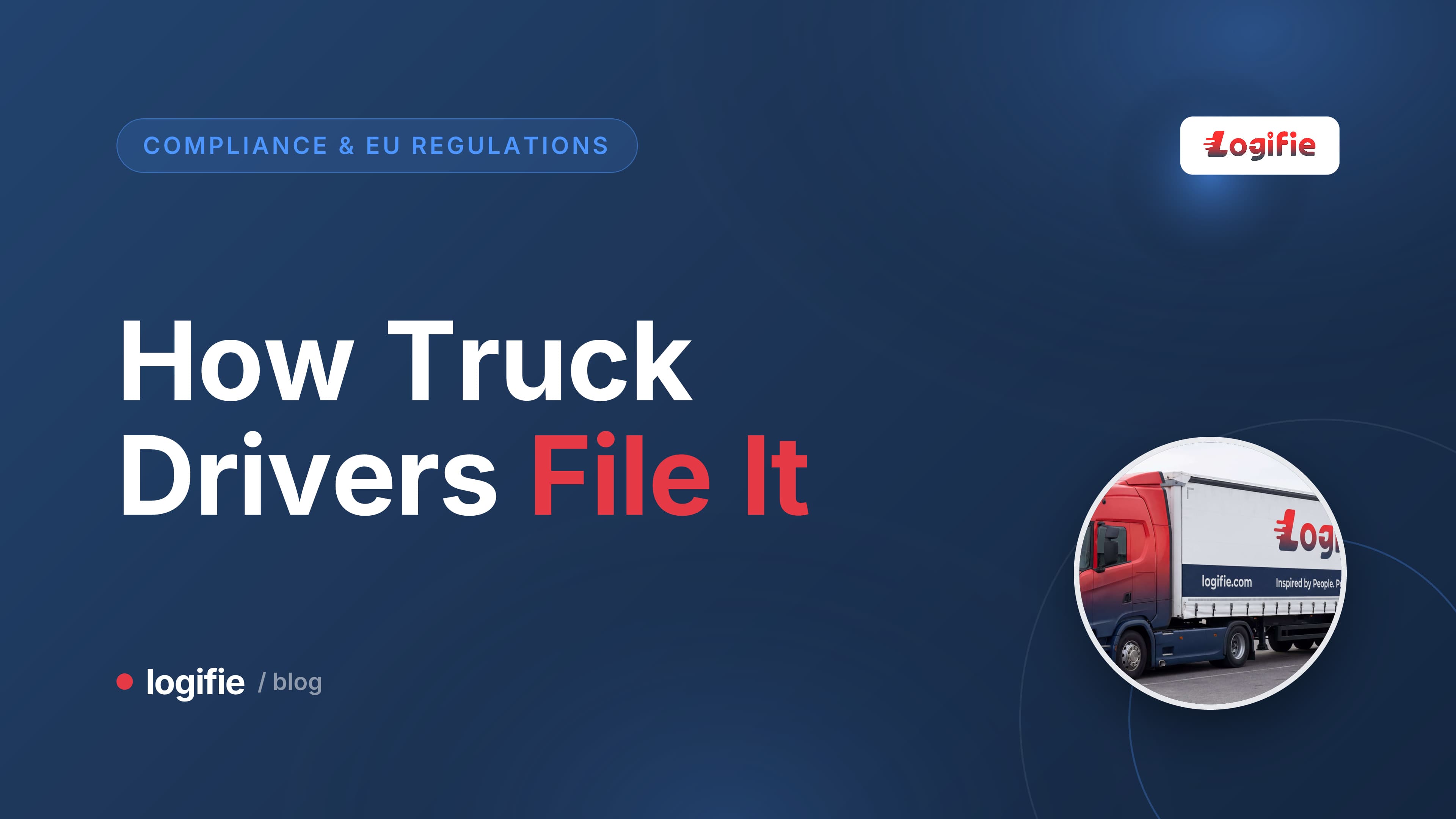Truck driver completing a European accident statement form on the motorway hard shoulder after a collision in Europe